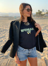 WOMAN UP Black Loose T-Shirt