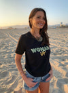 WOMAN UP Black Loose T-Shirt