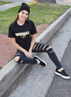 WOMAN UP Black Loose T-Shirt