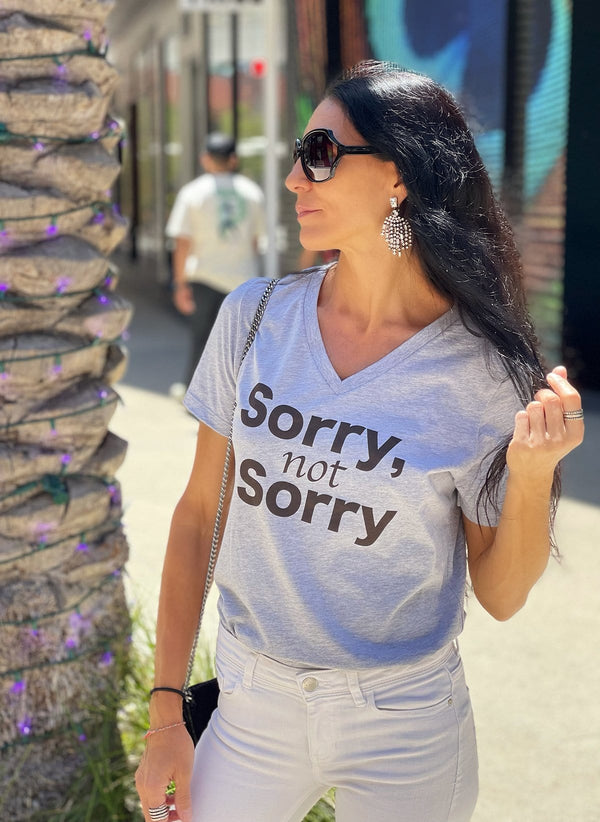 SORRY NOT SORRY Heather Grey Relaxed T-Shirt