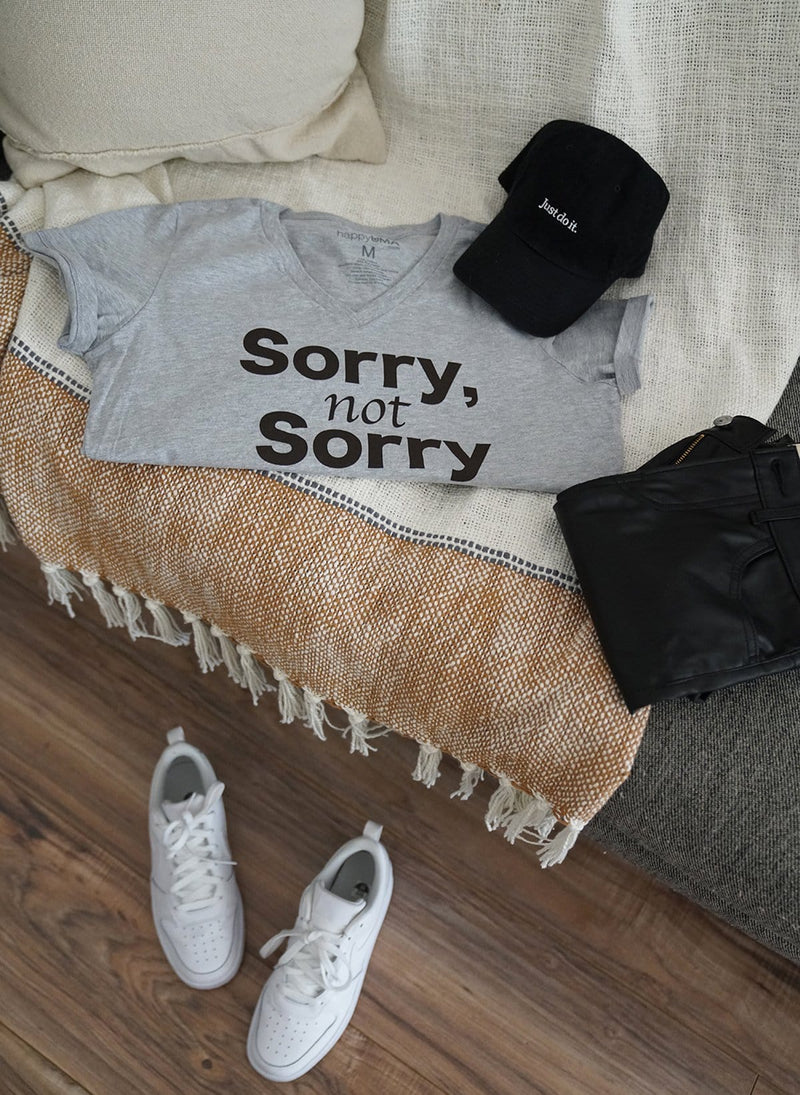 SORRY NOT SORRY Heather Grey Relaxed T-Shirt