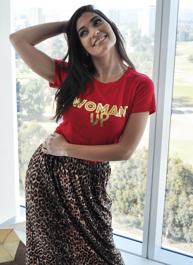 WOMAN UP Red Fitted T-Shirt